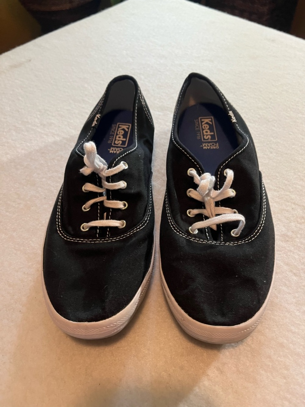 Keds Black Canvas Sneakers with White Laces